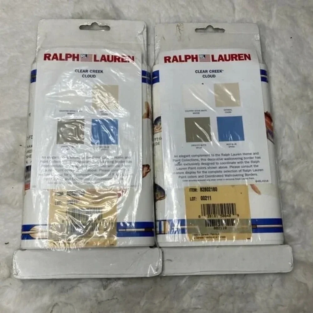 2 RALPH LAUREN Clear Creek Burlap FISHING Coordinated Decorative Border 15 Yards